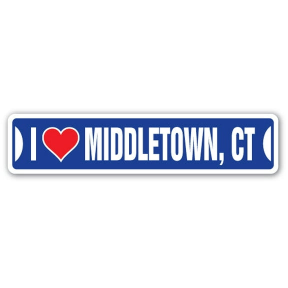 I LOVE MIDDLETOWN CONNECTICUT Street Sign ct city state us wall road décor gift
