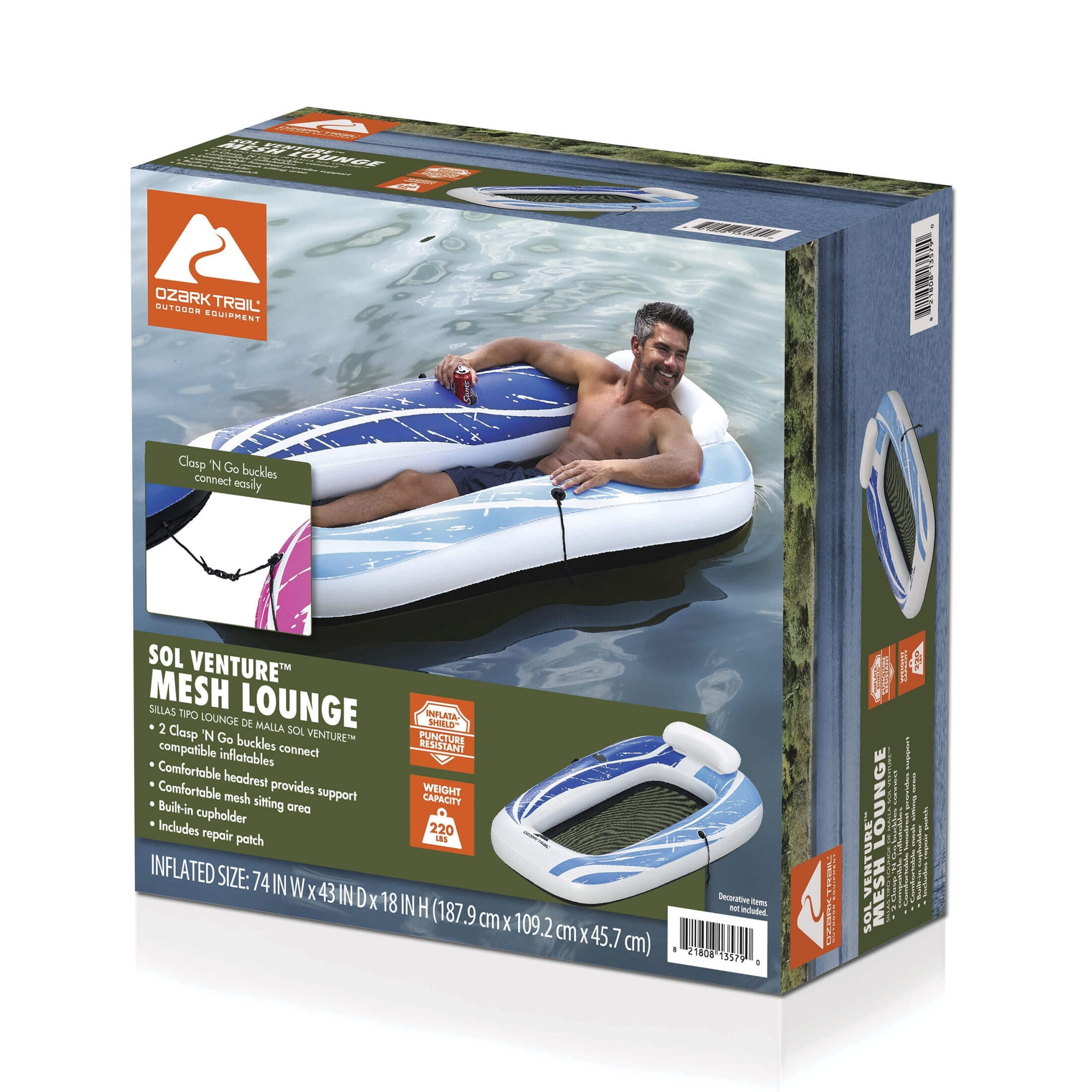 Ozark Trail Sol Venture Pink Mesh Pool and River Single Lounge