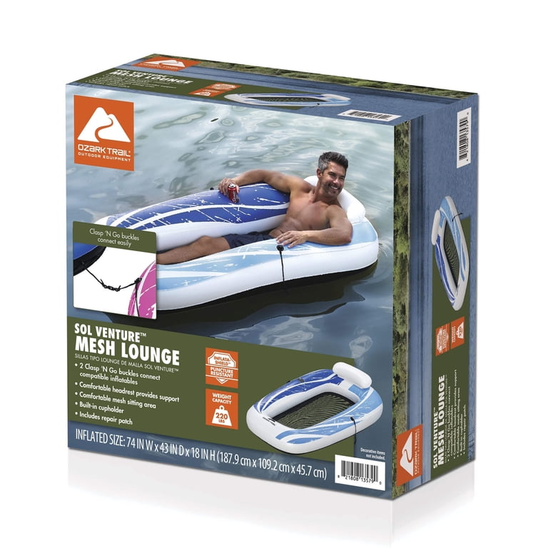 Ozark Trail Sol Venture Mesh Lounge Float with Headrest and Cup
