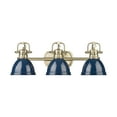 thumbnail image 1 of Duncan 3-Light Bath Vanity in Aged Brass with Matte Navy, 1 of 1