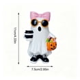 thumbnail image 3 of Halloween Ghost Figurine, Ghost Girl with Pink Bow & Hot Drink, Funny Ghost Statue Halloween Decor for Gift, Cute Spooky Tabletop Ornament for Home, Mantle, Desk & Party Decoration, 3 of 7