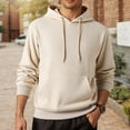thumbnail image 4 of Mens Hoodies Pullover 2025 Fall Winter Long Sleeve Oversized Plain Hoodie with Pockets Hooded Sweatshirt, 4 of 8