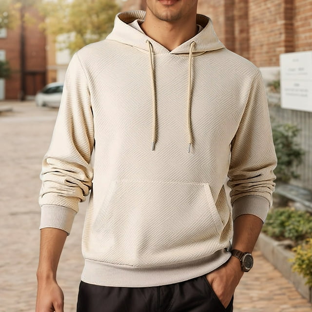 MHFRRA Suéter de Otoño E Invierno para Hombre, Sudadera con Capucha de Tendencia, Chaqueta Deportiva, Jersey Holgado de Talla Grande Beige