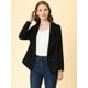 thumbnail image 4 of Chaqueta de gamuza sintética para mujer Cárdigan de outwear drapeado con solapa frontal abierta Negro M, 4 of 6