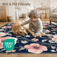 thumbnail image 4 of ODIKA 4'x6' Washable Area Rug Non-Slip, Chair-Friendly, Flatwoven Scatter Vintage Pink Scroll Mirrored Bouquet Entry Door Entryway for Home Office, Under Desk, 4 of 7