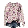 thumbnail image 1 of HOWPAY Chandails de Noël pour Femmes, Blouse Décontractée Imprimée Surdimensionnée, Manches Longues, Col Rond, Chandail Doux pour les Vacances, Vêtements d'Automne, Violet Clair G, 1 of 5