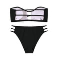 thumbnail image 4 of QUNYINEY High Cut Bikinis for Women Swimsuits Thong Black 2 Piece Swimwear Beach Strapless Cutout Swimsuit Sets, 4 of 8