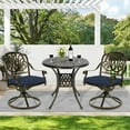 thumbnail image 7 of MEETWARM 3-Piece Outdoor Patio Dining Set, All-Weather Cast Aluminum Patio Conversation Set for Backyard Garden Deck with 2 Cushions Swivel Rocker Chairs and 31" Round Table, Umbrella Hole, Navy Blue, 7 of 7