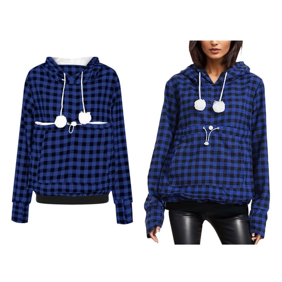 Women Pet Pouch Hoodie Pet Carrier Hoodies Casual Long Sleeve Oversized Pocket Kangaroo Hoodie Fall Winter Clothes
