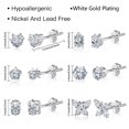 thumbnail image 4 of Lancharmed White Gold Plated Holiday Earrings,6 Pairs Zircon Pentagram Heart Rectangle Butterfly Earring Friend Gifts for Women, 4 of 8