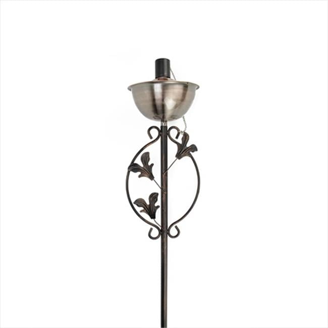 NorthLight 64.5 in. Brushed Copper Floral Motif Garden Oil Lamp Outdoor Patio Torch by NorthLight