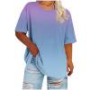thumbnail image 7 of Gamivast Short Sleeve Tops for Women Gradient Print Loose Fit Crew Neck Basic Tees Trendy Ombre Design Casual Summer Daily Vacation Outfits, 7 of 7