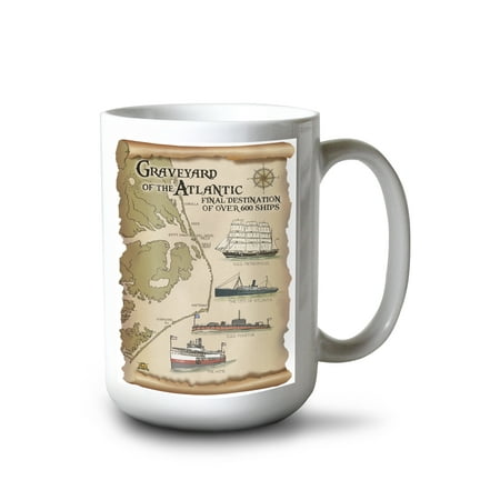 

15 fl oz Ceramic Mug Outer Banks North Carolina Graveyard of the Atlantic Shipwrecks Dishwasher & Microwave Safe
