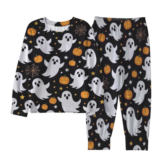 CONZONE Halloween Toddler Girls Pajamas Pumpkin Ghost Pjs Set Hallowmas Jammies Long Sleeve Tops Pants 2 Piece Sleepwear Loungewear for Kids