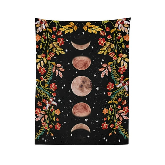 Tapisserie de Literie Étoilée en Polyester Imprimée de Fleurs, Suspension Murale; Mur de Maison Fournitures de Décoration Murale pour la Maison, 130x150 cm