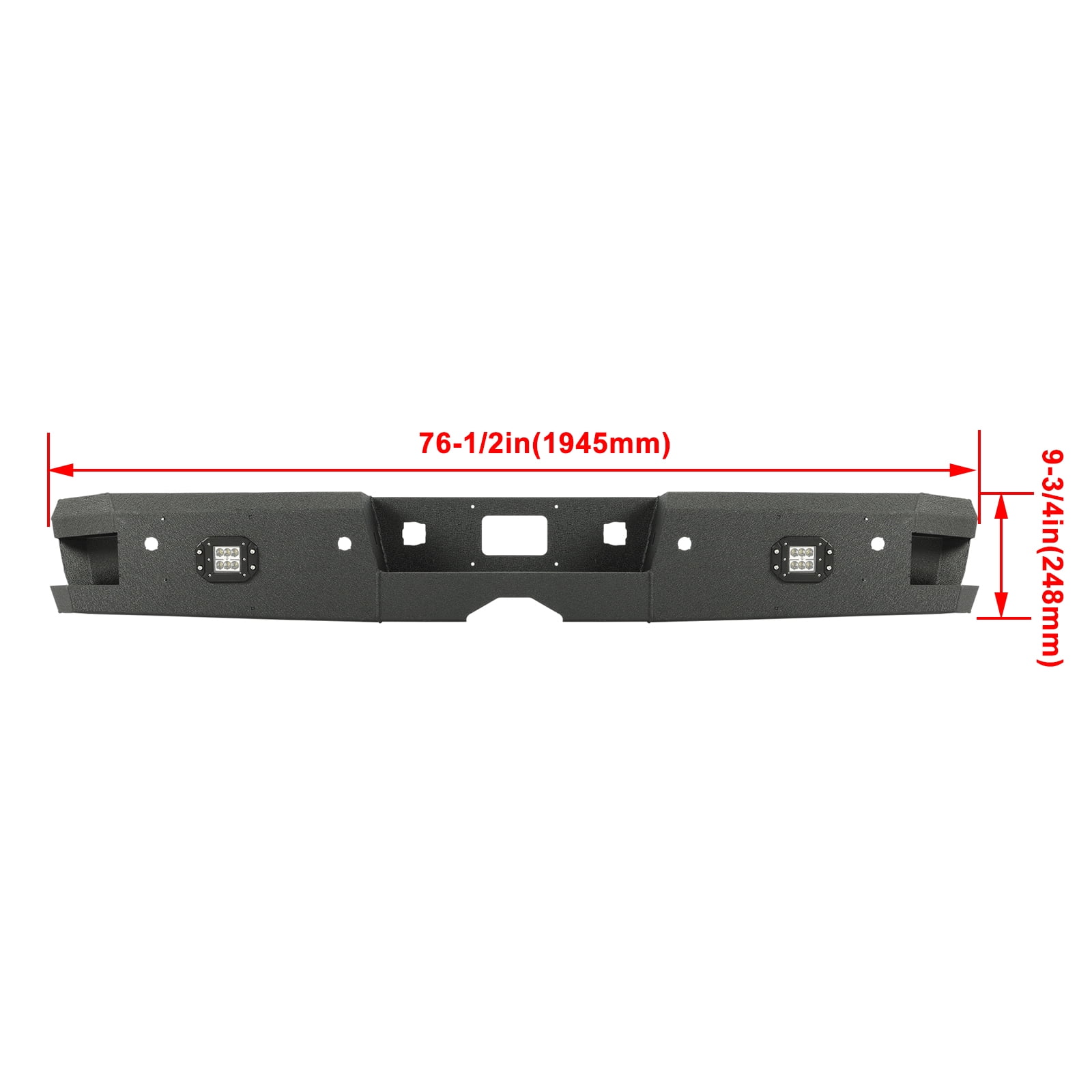 Kojem Off-Road Rear Bumper Heavy-duty Steel for 2014-2019 Chevy Silverado GMC Sierra 1500 2500 HD 3500 HD with 2 LED