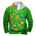 thumbnail image 1 of Sudadera sin capucha para hombre, informal, a la moda, con cuello alto, estampado, cremallera, jersey de manga larga, blusa de poliéster para hombre, 1 of 3