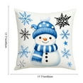 thumbnail image 3 of Vikakiooze 45x45cm Blue Christmas Pillow Cover Cute Snowman Super Soft Printed Home Sofa Holiday Decoration Pillow Cover, 3 of 6