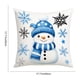 thumbnail image 3 of Funda de almohada navideña de 45 x 45 cm | Bonita decoración navideña con muñeco de nieve | Tela de felpa corta supersuave | Funda de almohada decorativa azul para sofá cama, 3 of 6