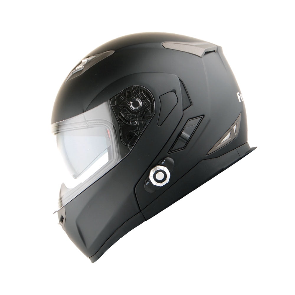 Martian Motorcycle Helmet Modular Full Face Flip-Up Dual Visor Bluetooth Headset, HM-BH1 Matt Black, Premium Leather Gloves