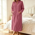 thumbnail image 2 of Jamicy Zipper Pajama Robes for Women Winter Leisure Long Sleeve Lightweight House Coats with Pockets Zip Up Bathrobe Loungewear, 2 of 6