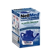 NeilMed NasaFlo Unbreakable Neti Pot 50 Premixed Packets, 4 Pack