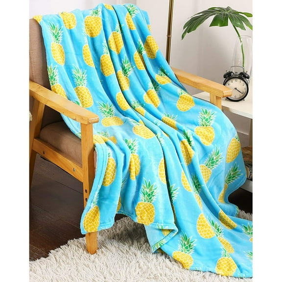 Summertime Whimsy Plush Fleece Throw Blanket (50" x 60") - Pineapple