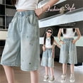 thumbnail image 5 of Tiijoy Toddler Girls Baggy Stretch Denim Shorts Knee-Length Pull On Casual Jean Shorts, 5 of 8