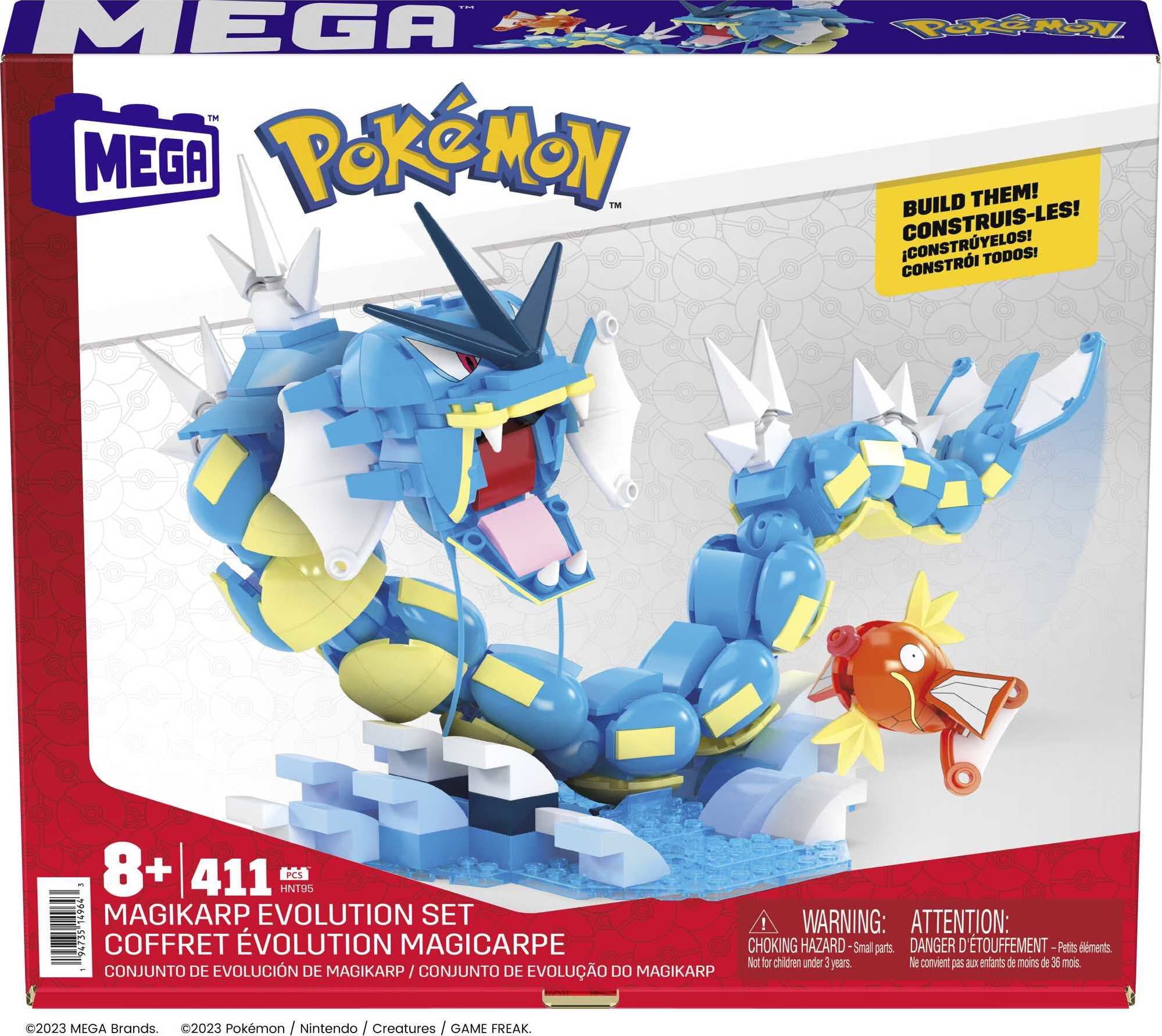 MEGA Pokemon Magikarp Building Toy Kit with 2 Action Figures (411 Pieces)  for Kids 