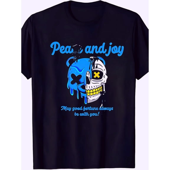 Men's Gothic Melting Skull Graphic Cotton Casual Short Sleeve T-Shirt