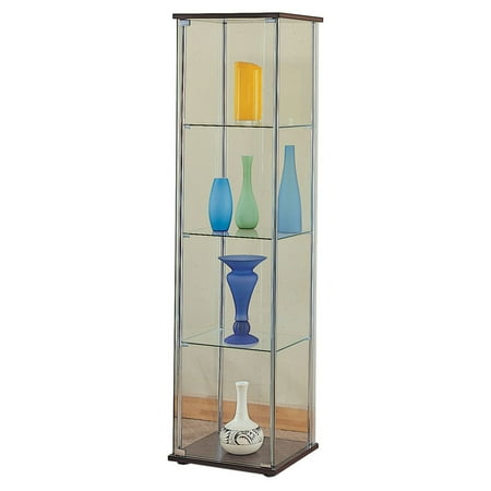 - Coaster Company Curio Cabinet, Chrome/Cappuccino