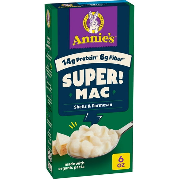 Annie's Super! Mac, Shells and Parmesan, Made with Organic Pasta, 6 oz