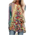 thumbnail image 2 of Puntoco Mujer Moda Suelta Manga Larga Cuello Redondo Blusa Navidad Impresión Camiseta tops Puntoco Puntoco-3266, 2 of 5