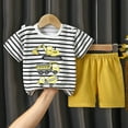 thumbnail image 2 of Baby Boy Outfits Kids Boys Girls Summer Cartoon Printed Short Sleeved Tops and Shorts 2Pc Suit Girls Outfits Yellow 9 Months-18 Months, 2 of 3