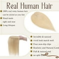 thumbnail image 2 of MY-LADY Clip In Remy Topper Hairpiece Human Hair Clip On Toupee Wispy Bangs For Women Middle Part With Hair Loss Thinning Hair #613 Bleach Blonde, 2 of 8