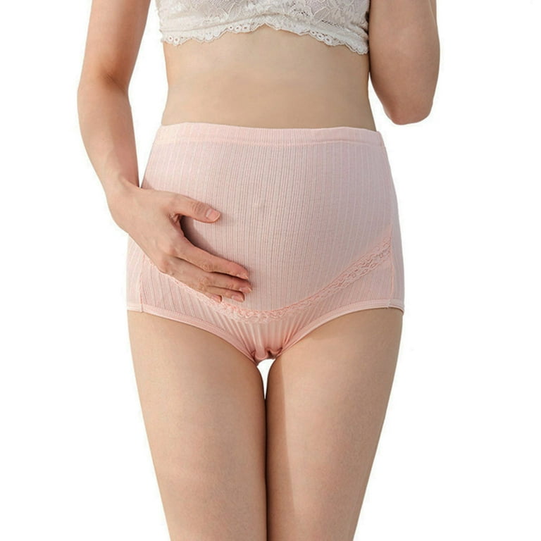 HUPOM Sheer Panties Panties For Girls High Waist Casual Tie Maternity Waist  Pink 2XL