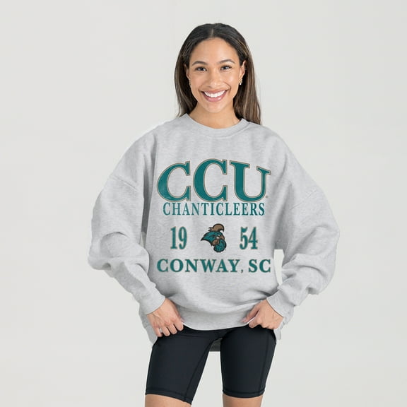 Women's Gameday Couture Ash Coastal Carolina Chanticleers Premium Fleece Pullover Sweatshirt