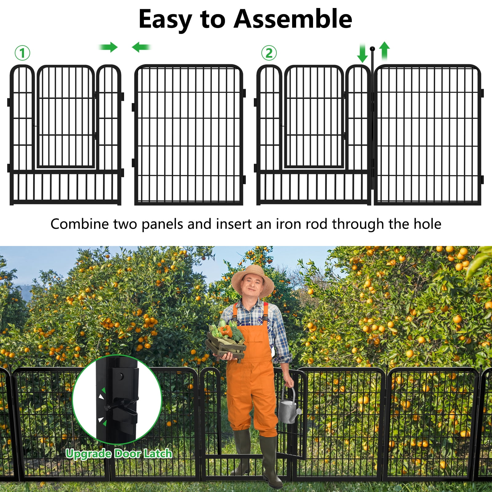 Jhsomdr Decorative Garden Fence 46ft(L)×32in(H) 20 Panels Heavy Duty Metal Wire Fence Panels No Dig Temporary Animal Barrier Fencing for Yard, Patio, Flower Bed