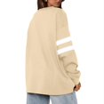 thumbnail image 4 of Womens Long Sleeve Shirts Color Block Casual Crewneck Tops Tshirt Basic Tee Fall Fashion Clothes Trendy Outfits 12-Khaki M, 4 of 4