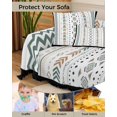 thumbnail image 4 of Green Boho Sofa Couch Covers for Dogs,Washable Sofa Throw Cover Single Slipcovers for Armchair with Tassel,Geometric Stripes Floral Minimalist Brown Couch Protector Towel Blanket Medium 71''x91'', 4 of 8
