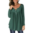 thumbnail image 2 of Yuyuzo Womens Fall Shirts Long Sleeve Casual Scoop Neck Buttons Ruffled Tunic Tops Flowy Blouses, 2 of 6