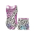 thumbnail image 2 of CHICTRY Kids Girls 2Pcs Gym Sports Yoga Suit Colorful Prints Sleeveless Leotard with Shorts Dance Outfit Leopard Colorful 12, 2 of 6