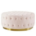 thumbnail image 4 of Tufted Accent Chair Ottoman, Round, Velvet, Pink, Modern Contemporary Urban Design, Living Lounge Room Hotel Lobby Hospitality, 4 of 7