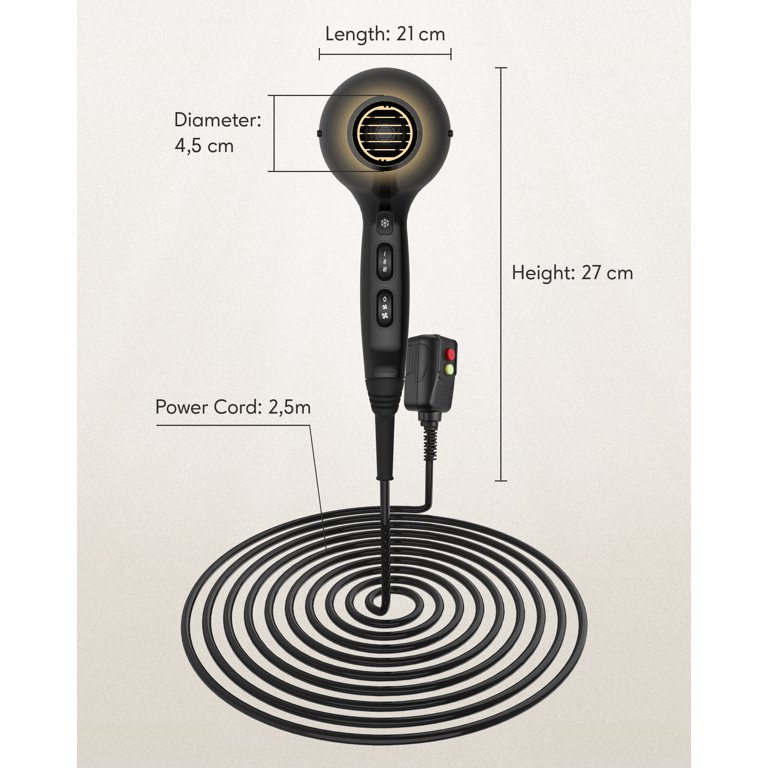 KIPOZI NANO IONIC LOW NOISE HAIR DRYER WITH DIFFUSER AND CONCENTRATOR DARK GRAY 1875W Hair Dryer – Kipozi main image 4