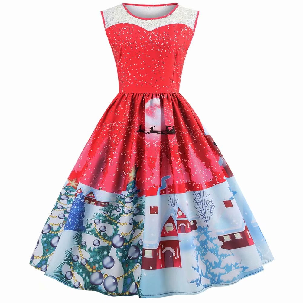 xmas print dresses