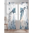 thumbnail image 2 of Sheer Curtains 96 Inches Long 2 Panels Set for Living Room, Ocean Turtle Semi Sheer Curtains for Windows, Coastal Coral Seagrass Starfish Voile Window Treatments Rod Pocket Curtain, 2 of 7