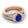 thumbnail image 3 of Diamond-Capitals 2.35 Carat Unique Oval Cut Blue Sapphire & Aquamarine Gemstone Wedding Ring for Fiancee 18K Rose Gold Size 4, 3 of 8