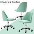 thumbnail image 6 of edx Makeup Chair Armless Office Chair With Wheels, Comfortable Home Office Desk Chair, Adjustable Swivel Upholstered Fabric Makeup Task Computer Chair, Green, 6 of 7