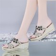 thumbnail image 6 of VerPetridure Women's Boho Slippers Crystal Floral Wedges Thick Peep Toe Sandals Slippers Elegant Sandals, 6 of 9
