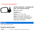thumbnail image 2 of Left Driver Side Mirror - Compatible with 2004 - 2012 Chevy Colorado 2005 2006 2007 2008 2009 2010 2011, 2 of 2